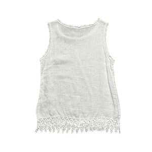 Valentina Naldi Linen Embroidered Trim Tank Top Made in Italy‎ Size M Coastal